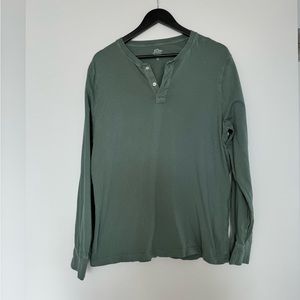 J. Crew Broken In Henley Green Long Sleeve T-shirt